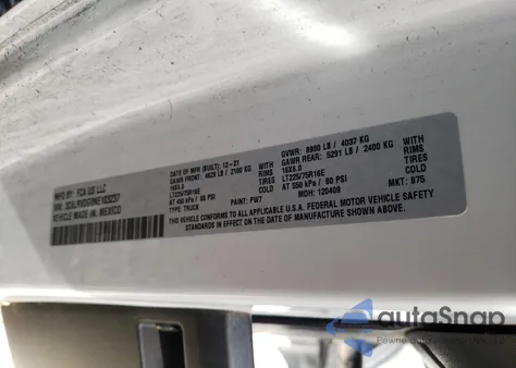 2022 Ram Promaster 2500 2500 High z USA, uszkodzony, nr VIN 3C6LRVDG0NE103237